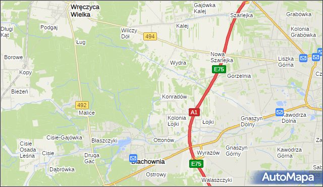 mapa Konradów gmina Blachownia, Konradów gmina Blachownia na mapie Targeo