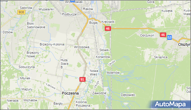 mapa Korwinów, Korwinów na mapie Targeo