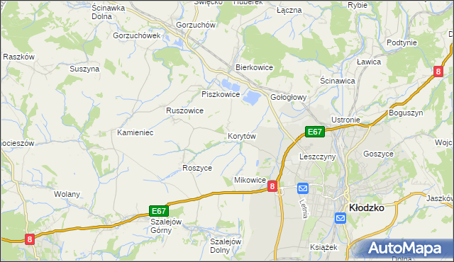 mapa Korytów gmina Kłodzko, Korytów gmina Kłodzko na mapie Targeo