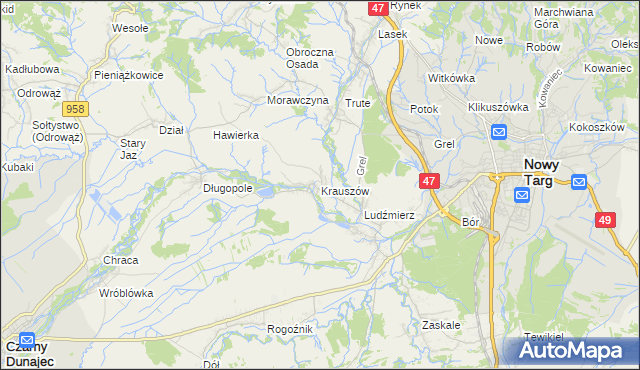 mapa Krauszów, Krauszów na mapie Targeo
