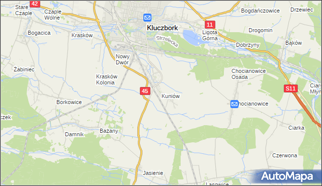 mapa Kuniów, Kuniów na mapie Targeo