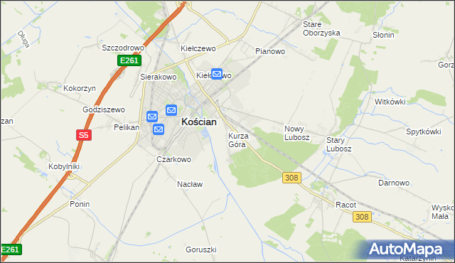 mapa Kurza Góra, Kurza Góra na mapie Targeo