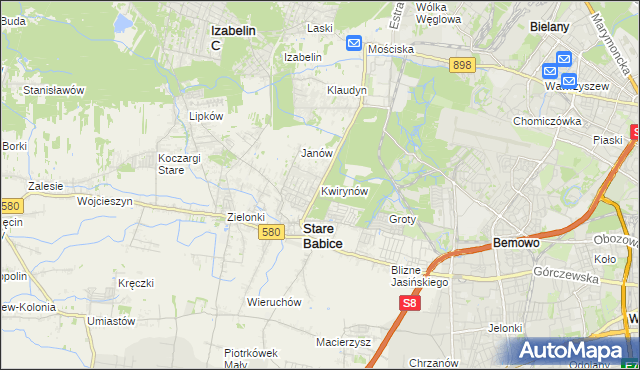 mapa Kwirynów gmina Stare Babice, Kwirynów gmina Stare Babice na mapie Targeo