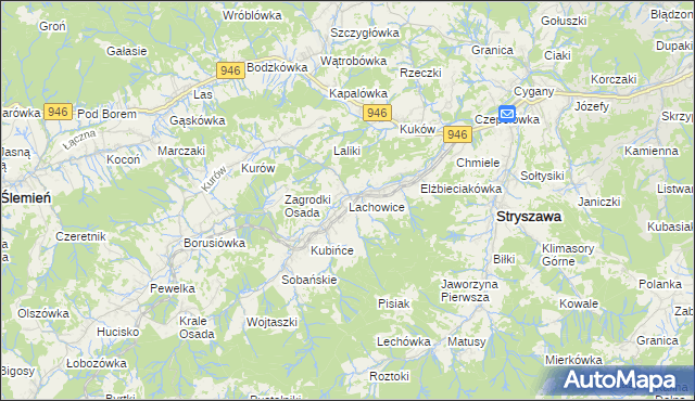 mapa Lachowice, Lachowice na mapie Targeo