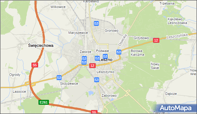 mapa Leszno, Leszno na mapie Targeo