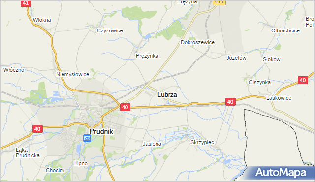 mapa Lubrza powiat prudnicki, Lubrza powiat prudnicki na mapie Targeo