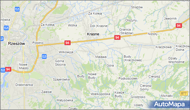 mapa Malawa gmina Krasne, Malawa gmina Krasne na mapie Targeo