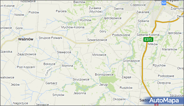 mapa Mirkowice gmina Bodzechów, Mirkowice gmina Bodzechów na mapie Targeo