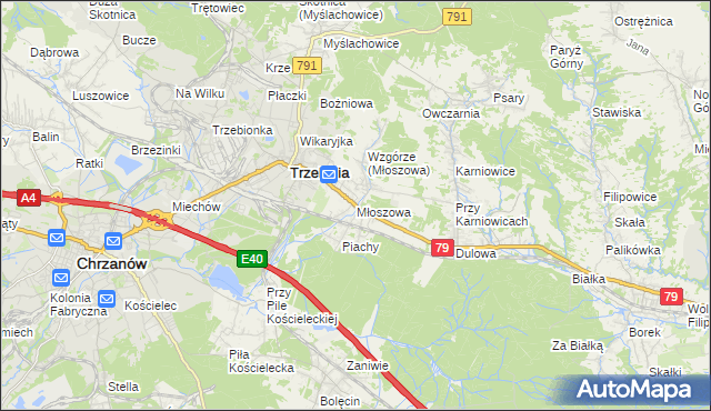mapa Młoszowa, Młoszowa na mapie Targeo