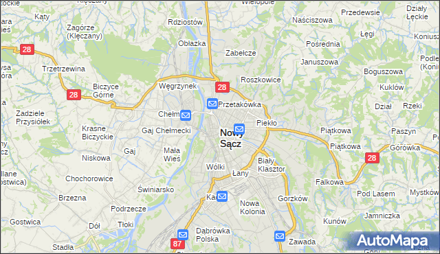 mapa Nowego Sącza, Nowy Sącz na mapie Targeo