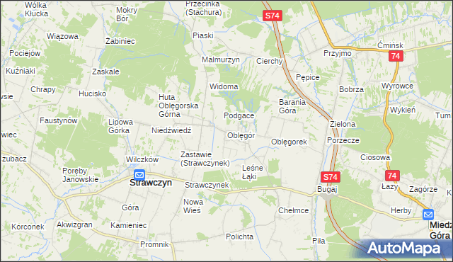 mapa Oblęgór, Oblęgór na mapie Targeo