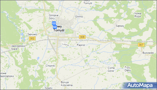 mapa Paproć, Paproć na mapie Targeo