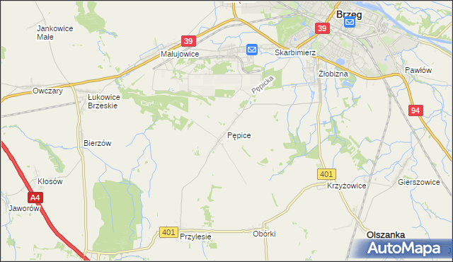 mapa Pępice gmina Skarbimierz, Pępice gmina Skarbimierz na mapie Targeo
