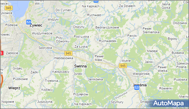 mapa Pewel Mała, Pewel Mała na mapie Targeo