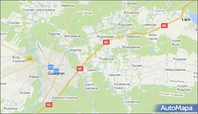 mapa Podgórze gmina Gostynin, Podgórze gmina Gostynin na mapie Targeo