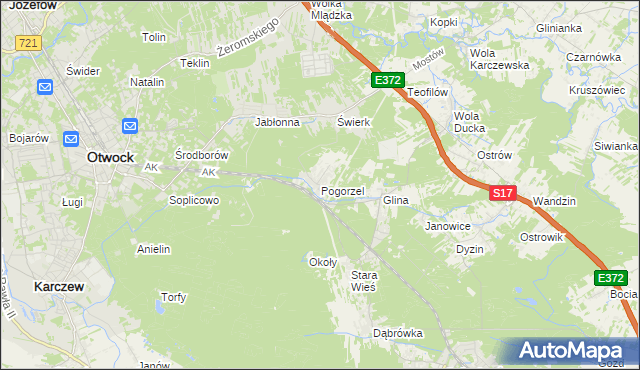 mapa Pogorzel gmina Celestynów, Pogorzel gmina Celestynów na mapie Targeo