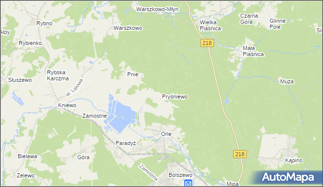mapa Pryśniewo, Pryśniewo na mapie Targeo