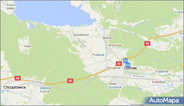 mapa Pustków gmina Ozimek, Pustków gmina Ozimek na mapie Targeo