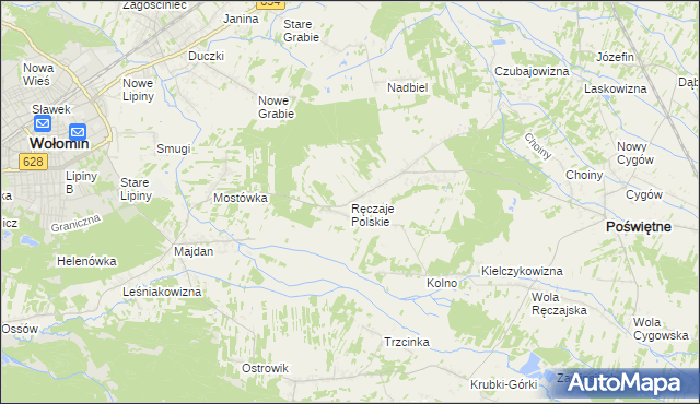 mapa Ręczaje Polskie, Ręczaje Polskie na mapie Targeo