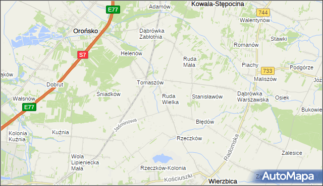 mapa Ruda Wielka, Ruda Wielka na mapie Targeo