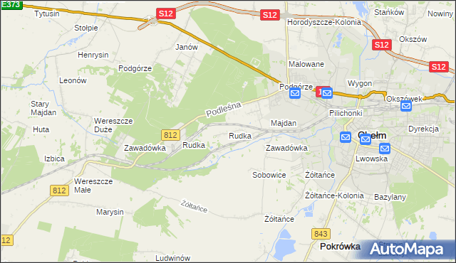 mapa Rudka gmina Chełm, Rudka gmina Chełm na mapie Targeo