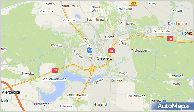 mapa Siewierz, Siewierz na mapie Targeo