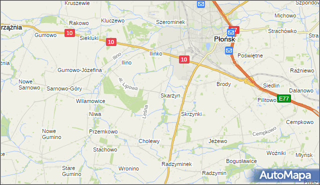 mapa Skarżyn gmina Płońsk, Skarżyn gmina Płońsk na mapie Targeo
