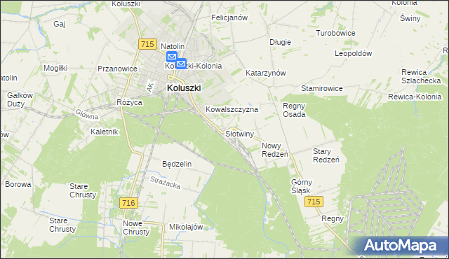 mapa Słotwiny gmina Koluszki, Słotwiny gmina Koluszki na mapie Targeo