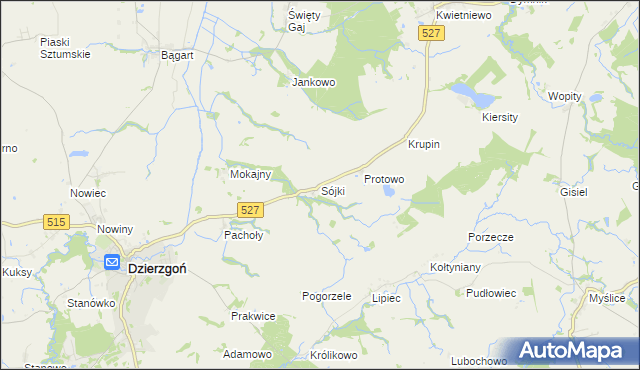 mapa Sójki gmina Rychliki, Sójki gmina Rychliki na mapie Targeo