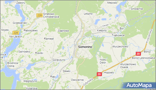 mapa Somonino, Somonino na mapie Targeo