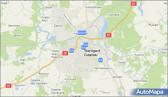 mapa Starogard Gdański, Starogard Gdański na mapie Targeo