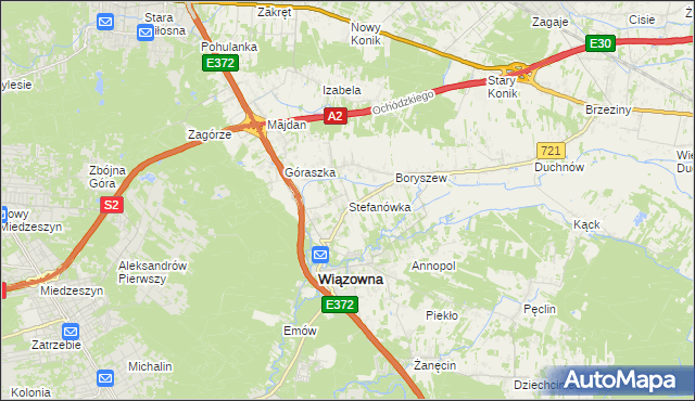 mapa Stefanówka gmina Wiązowna, Stefanówka gmina Wiązowna na mapie Targeo