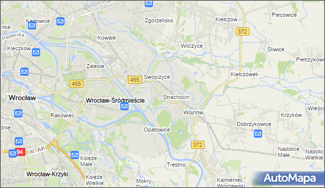 mapa Strachocin gmina Wrocław, Strachocin gmina Wrocław na mapie Targeo