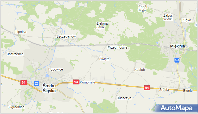 mapa Święte gmina Środa Śląska, Święte gmina Środa Śląska na mapie Targeo