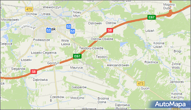 mapa Teodory, Teodory na mapie Targeo