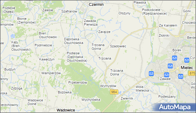 mapa Trzciana gmina Czermin, Trzciana gmina Czermin na mapie Targeo