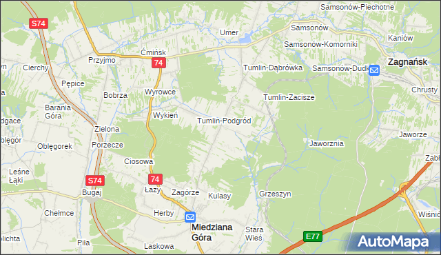 mapa Tumlin-Wykień, Tumlin-Wykień na mapie Targeo