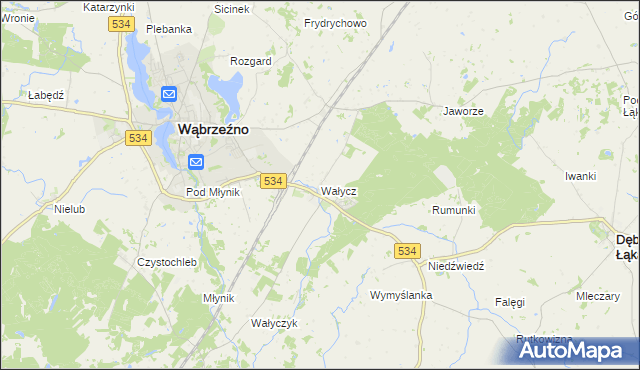 mapa Wałycz, Wałycz na mapie Targeo