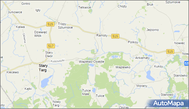 mapa Waplewo Wielkie, Waplewo Wielkie na mapie Targeo