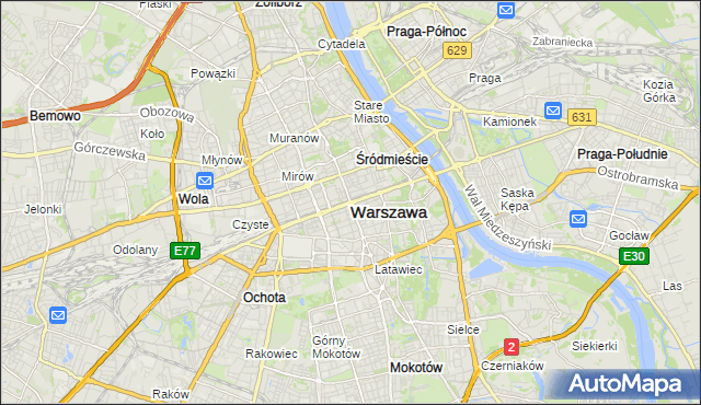 mapa Warszawy, Warszawa na mapie Targeo