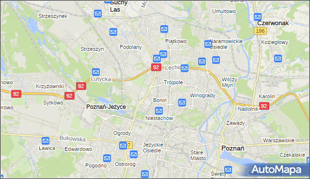 mapa Winiary gmina Poznań, Winiary gmina Poznań na mapie Targeo