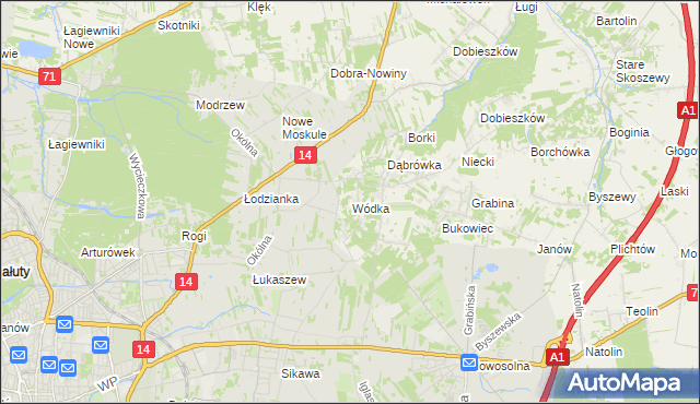 mapa Wódka gmina Nowosolna, Wódka gmina Nowosolna na mapie Targeo