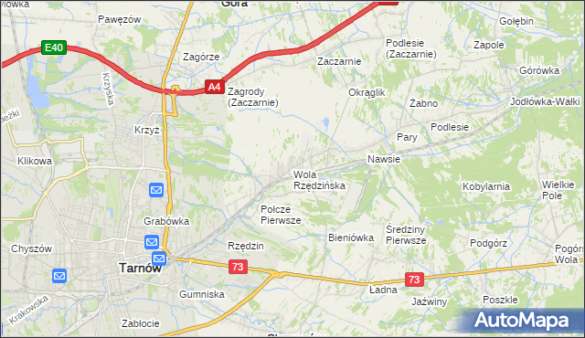 mapa Wola Rzędzińska, Wola Rzędzińska na mapie Targeo