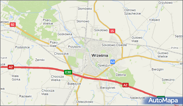 mapa Wrześni, Września na mapie Targeo
