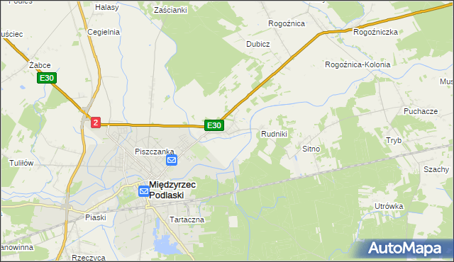 mapa Wysokie gmina Międzyrzec Podlaski, Wysokie gmina Międzyrzec Podlaski na mapie Targeo