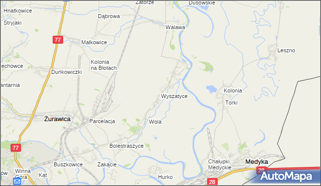 mapa Wyszatyce, Wyszatyce na mapie Targeo