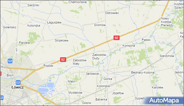 mapa Zabostów Duży, Zabostów Duży na mapie Targeo