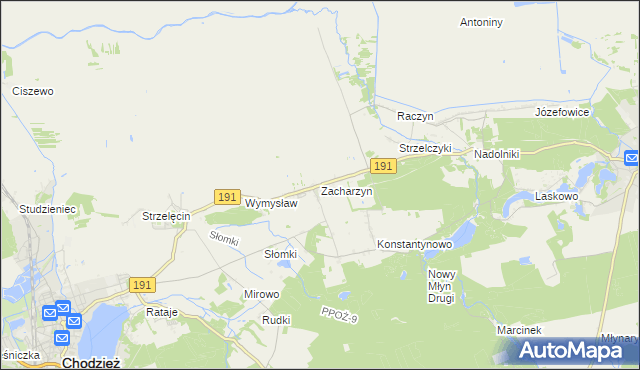 mapa Zacharzyn, Zacharzyn na mapie Targeo