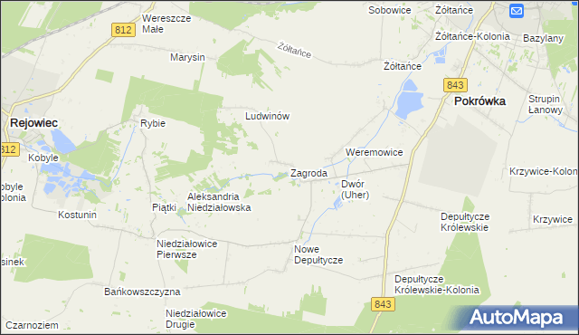 mapa Zagroda gmina Chełm, Zagroda gmina Chełm na mapie Targeo