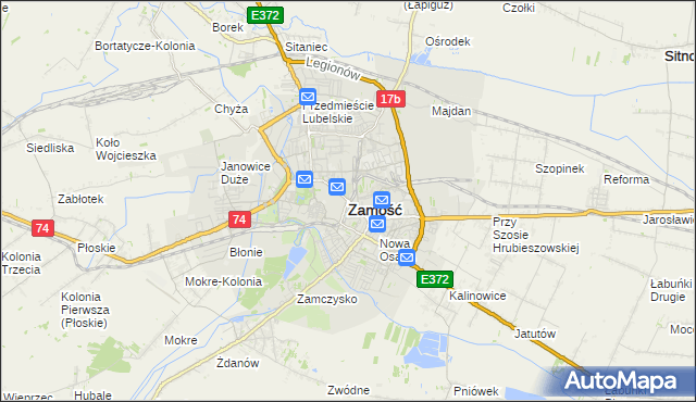 mapa Zamościa, Zamość na mapie Targeo